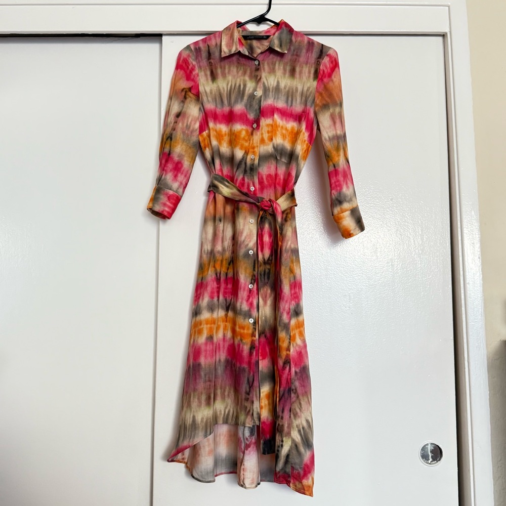Zara Multicolor Tie-Dye Shirt Dress